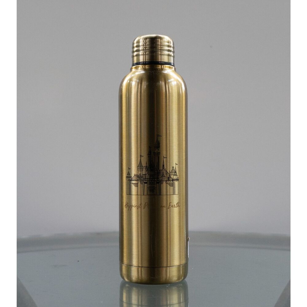 Disneyland Resort Gold Metal Water Bottle NWT Happiest Place on Earth Disney
